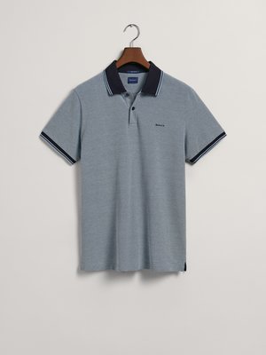 Poloshirt-in-Piqué-Qualität-und-Kontrast-Streifen