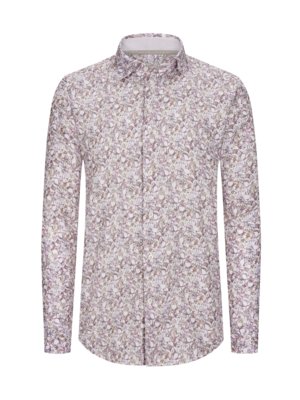 Casual Hemd mit Leinenanteil in floralem Print, Shaped Fit