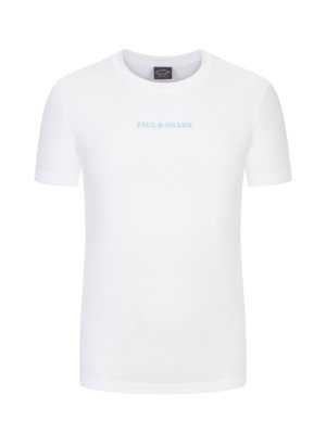 T-Shirt-aus-Baumwolle-mit-Label-Schriftzug