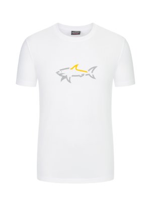 T-Shirt-mit-reflektierendem-Hai-Print-aus-Baumwolle