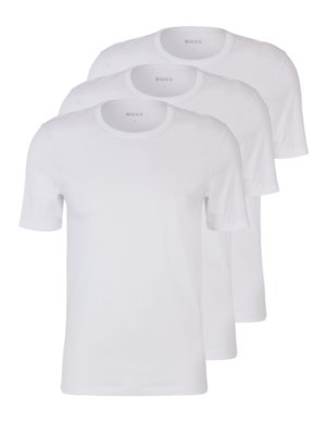 3er Pack Unifarbenes Unterhemd mit O-Neck, Regular Fit