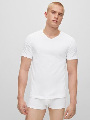 3er Pack Unifarbenes Unterhemd mit V-Ausschnitt, Regular Fit