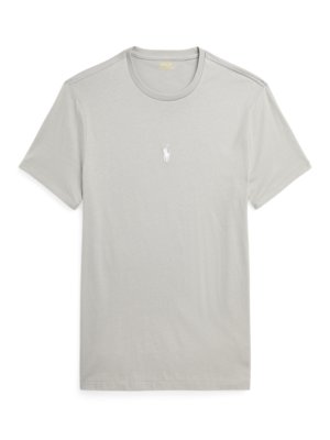 T-Shirt aus Baumwolle mit mittiger Logo-Stickerei, Custom Slim Fit