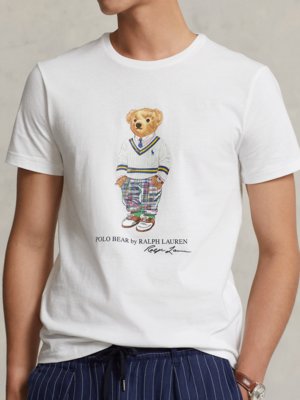 T-Shirt mit Polo Bear-Print frontseitig, Custom Slim Fit
