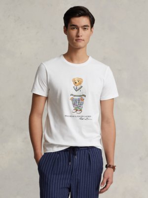 T-Shirt-mit-Polo-Bear-Print-frontseitig,-Custom-Slim-Fit
