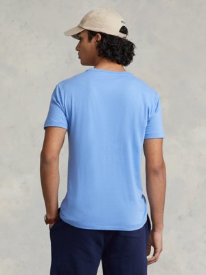T-Shirt-aus-Baumwolle-mit-Logo-Print-und-kleinem-Logo-Stitching