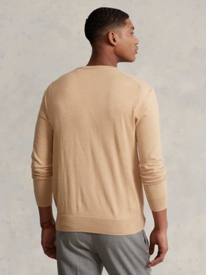 Pullover-aus-Baumwolle-mit-V-Ausschnitt,-Slim-Fit