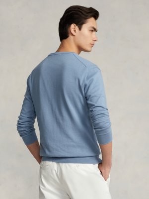 Pullover-aus-Baumwolle-mit-V-Ausschnitt,-Slim-Fit