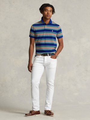 Poloshirt aus Baumwolle im Streifenmuster, Custom Slim Fit