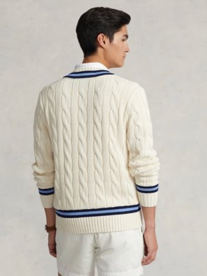 Cricket-Pullover in Zopfmuster mit V-Ausschnitt  