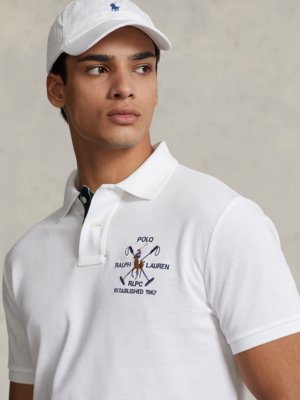 Poloshirt aus Baumwolle mit Poloreiter-Stickerei, Custom Slim Fit