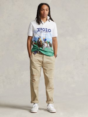Poloshirt in Piqué-Qualität mit Polospiel-Motiv 