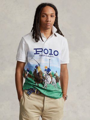 Poloshirt-in-Piqué-Qualität-mit-Polospiel-Motiv,-Classic-Fit-