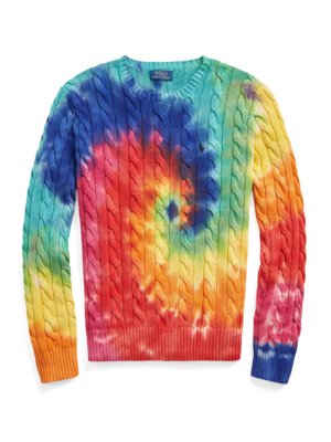 Farbenfroher Baumwoll-Pullover mit Rundhalsausschnitt
