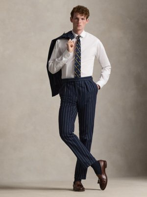 Leichtes Baumwollhemd mit kleiner Pony-Stickerei, Slim Fit