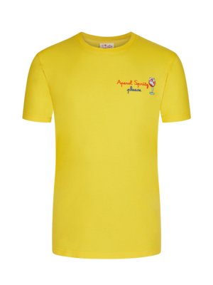 T-Shirt-aus-Baumwolle-mit-Aperol-Spritz-Aufnäher-