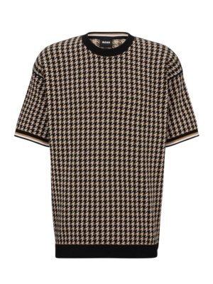 T-Shirt-mit-gestreiftem-Karomuster-in-fester-Baumwoll-Qualität