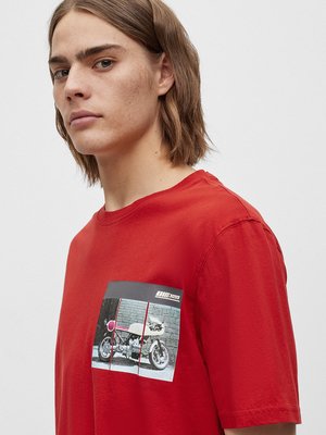 T-Shirt-mit-Motorrad-Print,-Relaxed-Fit