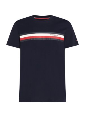 T-Shirt-mit-gestreiftem-Logo-Print,-Slim-Fit
