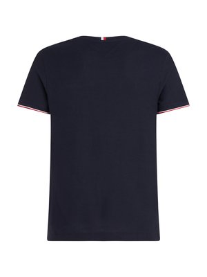 T-Shirt-in-Piqué-Qualität-mit-Kontraststreifen,-Slim-Fit-