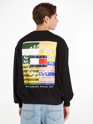 Sweatshirt mit Flaggen-Print auf der Rückseite, Relaxed Fit