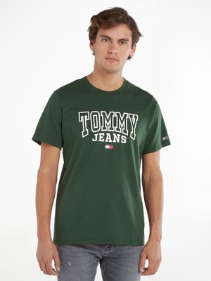T-Shirt-aus-Baumwolle-mit-Label-Print-