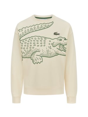 Jogger-Sweatshirt-mit-Rundhals-und-Krokodil-Aufdruck
