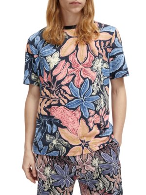 T-Shirt-aus-Bio-Baumwolle-mit-floralem-Allover-Print