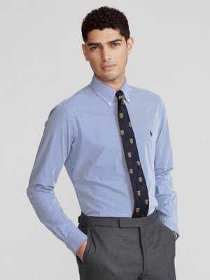 Stretch-Hemd mit Fineliner-Streifen  und Pony-Stickerei, Slim Fit
