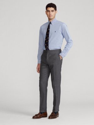 Stretch-Hemd mit Fineliner-Streifen  und Pony-Stickerei, Slim Fit