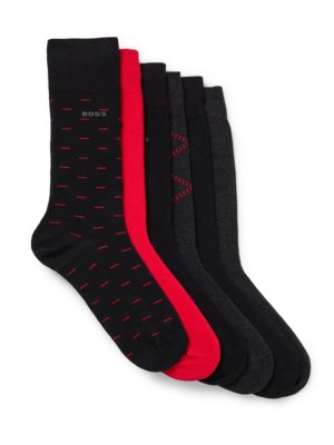 6er Pack wadenhohe Socken mit Logo-Details 