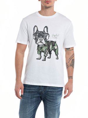 T-Shirt aus Baumwolle mit Bulldog-Print