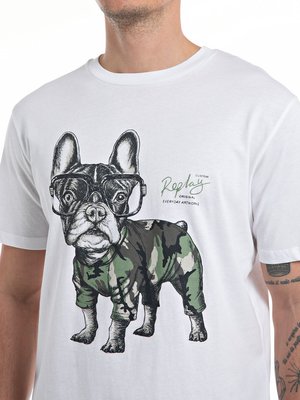 T-Shirt-aus-Baumwolle-mit-Bulldog-Print