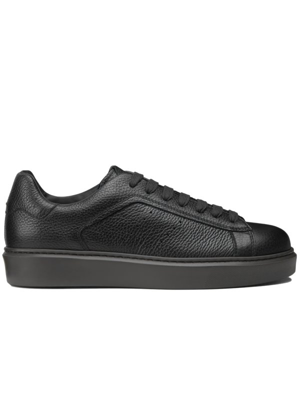 Low Top Sneaker aus genarbtem Walkleder von Doucal's in Schwarz