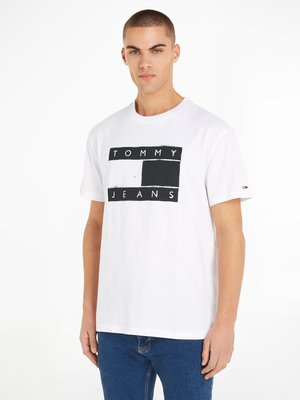 T-Shirt-aus-Baumwolle-mit-Label-Print