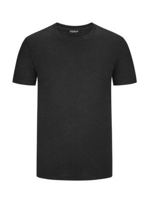T-Shirt-aus-Baumwolle-mit-Label-Schriftzug-am-Kragen