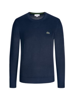 Feinstrick-Pullover mit Logo-Aufnäher, Regular Fit