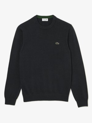 Feinstrick-Pullover mit Logo-Aufnäher, Regular Fit