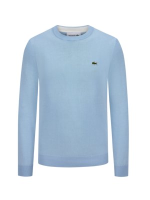 Feinstrick-Pullover mit Logo-Aufnäher, Regular Fit