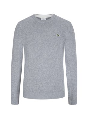 Feinstrick-Pullover mit Logo-Aufnäher, Regular Fit