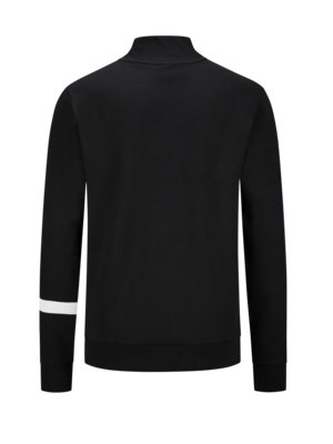 Sweatshirt-mit-kurzem-Reißverschluss-und-Kontraststreifen-