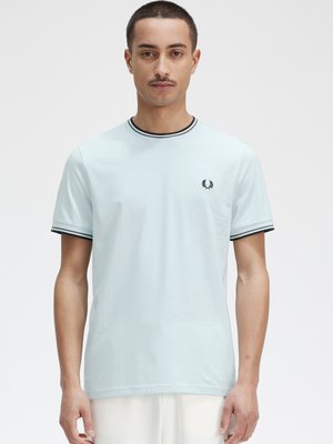 T-Shirt-aus-Baumwolle-mit-Kontraststreifen