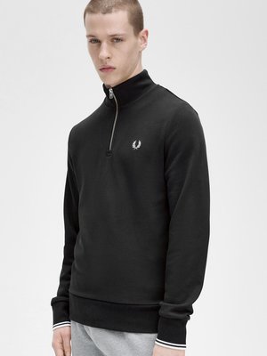 Sweat-Troyer mit Logo-Aufnäher und Kontrastbündchen