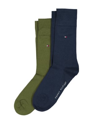 2er Pack unifarbene Socken mit Logo-Stickerei