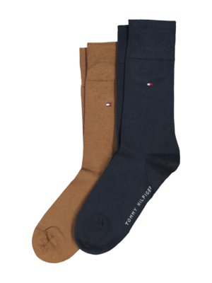 2er Pack unifarbene Socken mit Logo-Stickerei