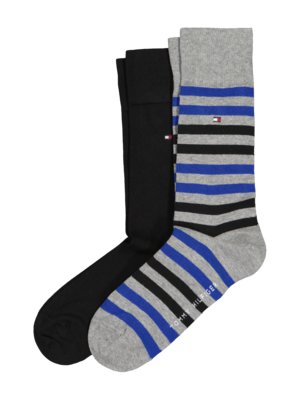 2er Pack Socken in Ringelstreifen und unifarben