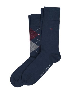 2er Pack Socken in Argyle-Muster und unifarben
