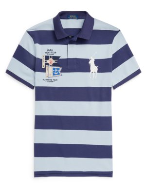 Poloshirt in Piqué-Qualität mit Stickerei und Aufnäher