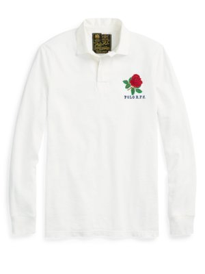 Rugbyshirt in Jersey-Qualität mit Rosen-Aufnäher 