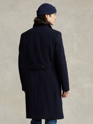 Mantel in Zweireiher-Form aus einem Wollgemisch 